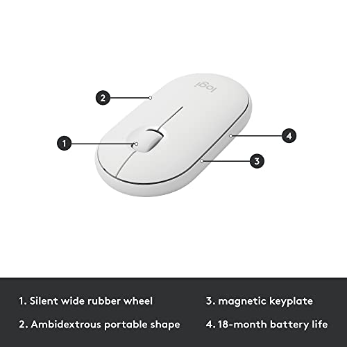 Logitech MK470 Slim Compact Wireless Keyboard and Mouse Combo - Off White | Compact low-profile quiet keyboard with number pad, slim ambidextrous quiet mouse with 3 non-customizable buttons, Windows PC - color: Off White
