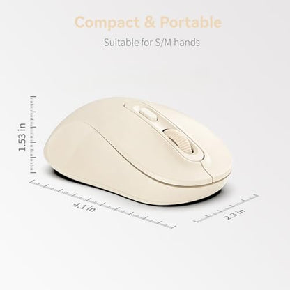 Wireless Mouse, 2026 New Model, Silent Click Ergonomic Design, Portable, 4 Buttons, Adjustable DPI (800/1200/1600), for Laptop/PC/Office (Beige) - color: beige