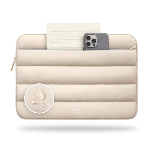 Vandel Puffy Laptop Sleeve Case for 13-14 inch Laptop Sleeve Bag Case 13.3 Inch with Zipper Pocket, Compatible with MacBook Air 13, Pro 14/13 iPad Pro 12.9, HP Dell ASUS, Computer Bag Cover - color: Sand