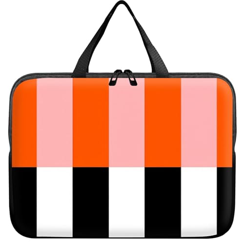 Laptop Sleeve Case Bag 13 inch, Orange Black White Stripes Slim Carrying Case Handbag Travel Laptop Bag for 13 inch MacBook Air M3/M2/Pro M2/ 13" iPad Pro/Air M4/M2 2024 - color: Orange Black White Stripes, size: 13 inch