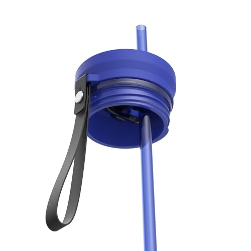 Contigo SnapSeal 709.8ml(24온스) 스테인리스 스틸 진공 단열 물병, 누출 방지 자동 닫힘 뚜껑, 휴대용 스트랩 및 재사용 가능한 빨대, BPA 프리 및 납 프리, 식기세척기 사용 가능 - color: 와일드 인디고 샴페인, size: 24온스