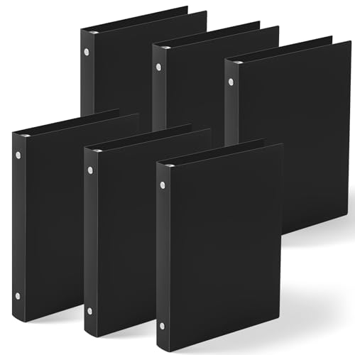 Henoyso 6 Pcs Plastic 1 Inch Mini 3 Ring Binders Fits 5.5" x 8.5" Paper, Holds(Capacity 200 Sheets), Flexible Three Round Rings Small Black A5 Binders Bulk for School, Office Use, Photo Album - color: Black, size: 1 Inch