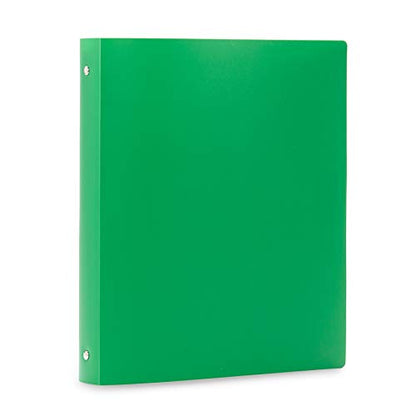 Blue Summit Supplies 6 Pack 3-Ring Plastic Binder, 1-Inch Flexible Binder, Soft Cover with Pocket, Assorted Colors with Blue, Green, and Purple Bendable Binders