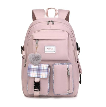 Acmebon Girl Roomy Fashion Laptop Backpack Set Casual Daypack Set for Women Purple - color: Purple