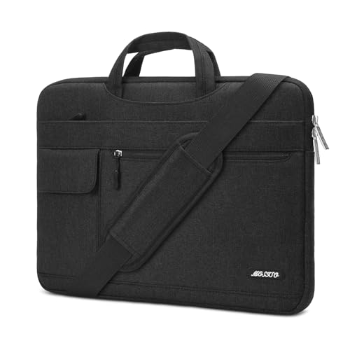 MOSISO Laptop Shoulder Bag Polyester Flapover Briefcase Sleeve Case | Compatible with MacBook Air/Pro,13-13.3 inch Notebook,Compatible with MacBook Pro 14 inch M5 M4 M3 M2 M1 2026, Black - color: Black, size: 13.3 inch