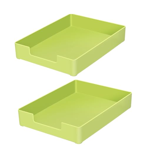 Letter Tray, 2 Pack Stackable Desk Organizer for Office | A4 & letter size compatible. Stackable plastic trays for school, home storage. Durable ABS material. 2-pack green. - color: 2x Green