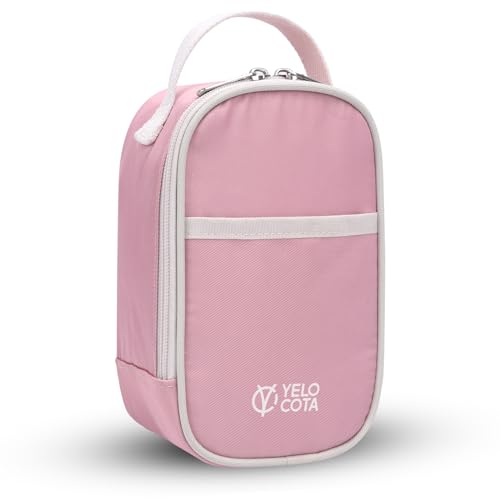 Yelocota Small Insulated Lunch Bag- Snack Bag- Mini Cooler Bag with Handle for Travel,Work,School(Storage Space below 20oz)- Also Suitable for Pairing with Food Jar - color: Pink