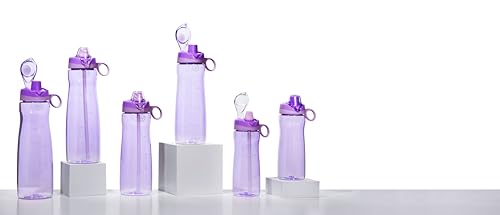Pogo Plastic Water Bottle with Soft Straw Lid and Carry Handle, BPA Free, Dishwasher Safe, 18oz, Lilac - color: Lilac