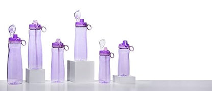 Pogo Plastic Water Bottle with Soft Straw Lid and Carry Handle, BPA Free, Dishwasher Safe, 18oz, Lilac - color: Lilac