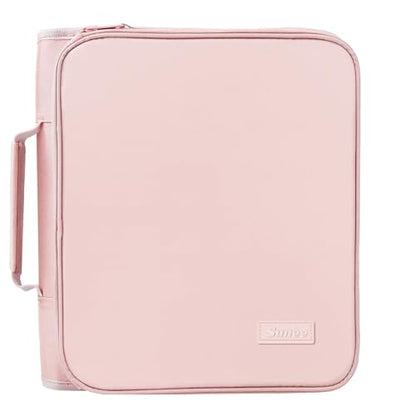 SUNEE Zippered Binder Bag with Handle, 2-Inch 3-Ring O-Ring, 500-Sheet Capacity, Includes Zip Pocket, 5-Tab Expanding File Folder, Multi-Pocket Organizer Binder for Middle School, Pink Lotus - color: Pink Lotus