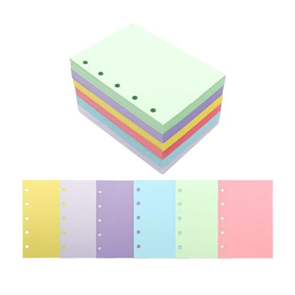 A8 Paper Refill 6 Colors A8 Planner Refill M5 Loose Leaf Binder Paper 300 Sheets Colored Blank Filler Papers A8 5 Ring Binder Inserts