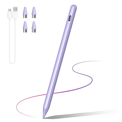 Stylus Pen for Android and i-OS, Stylists Pen for Touch Screens/i-Pad/Phones, Rechargeable Stylus Pencil for A-pple/Android/Tablet, 16.5CM, Purple - color: Purple