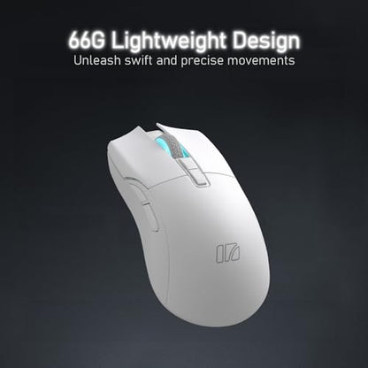 i-rocks iRocks IRM31R RGB Backlight, Wireless Lightweight Gaming Mouse, Tri-Mode Connection, Kailh GM8.0 Mouse Switches, Advanced PixArt PAW3395 Optical Sensor, Resolution Up to 26,000 DPI - White - color: White