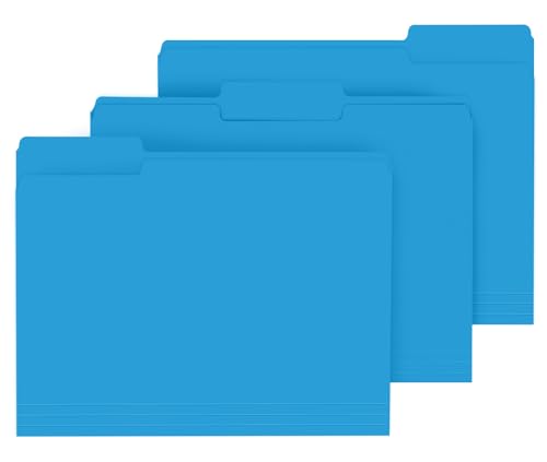 File Folder, PANDRI 120 Pack File Folder, 1/3 Cut Tab, Letter Size, Filing Folder for Office School Business, Blue - color: Blue