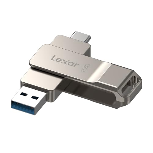 Lexar D40E 256GB Dual USB 3.2 Gen 1 Type-C Jump Drive, Champagne Silver | USB-C Flash, Metal Housing, Swivel Design, Thumb Drive - color: Champagne Silver, size: 256GB