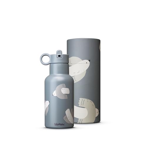 Blooom Insulated Stainless Steel Kids Water Bottle With Straw Lid | Durable, Leakproof, Cupholder Friendly | Kids Tumbler for School, Travel and Outdoors | Modern Design (Birds, 12 oz) - color: Birds, size: 12 Ounces