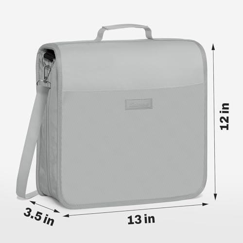 SUNEE Zipper Binder 3 Ring, 3 Inch O-Ring with Handle and Shoulder Strap, 600-Sheet Capacity, 5-Tab Expanding File Folder, Multi-Pockets for Middle School Organizer Binder with Zipper, Light Grey - color: Light Grey