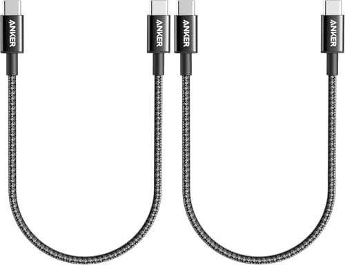 Anker USB C to USB C Cable, Type-C 60W Fast Charging Cable (1FT, 2Pack) for iPhone 17 Series, iPad mini 6 and More (Black) - color: Black, size: 1FT*2