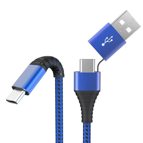 geekboy USB C Cable[4-Pack 6.6ft], 2-in-1 USB A/C to Type C Charger Cord Durable Nylon Braided for Samsung Galaxy S25 Ultra S24 S23 A17 A16, Moto, Pixel and More Devices with Type-C Ports - color: Blue, size: 4 Pack