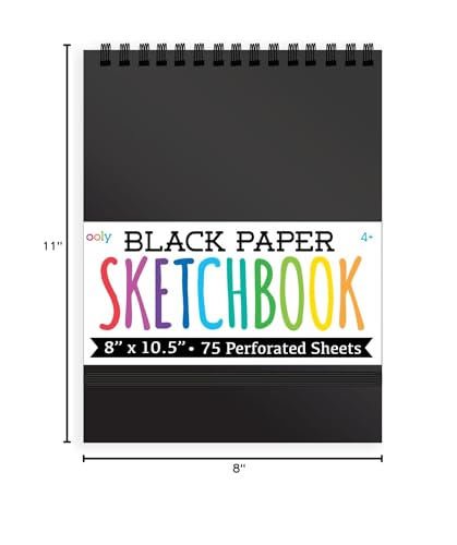 OOLY DIY Cover Large Sketchbook, 8 x 10.5 Inches Black Paper Sketchbook Drawing Book for Kids, Artists Drawing Pad for Gel Pens and White Pencils - color: Black Paper, style: Large (8" x 10.5")