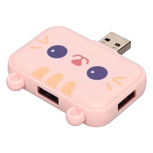 3 in 1 Cute USB Hub, USB A to USB3.0 and USB2.0X 2 Adapter, 5Gbps Multiport USB Docking Station, USB Data Splitter, for Laptop and PC, Girls Student Gift ()