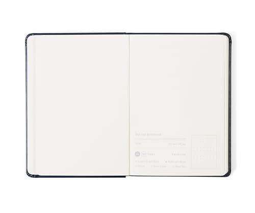 A6 Lined Hardcover Notebook, 100 GSM Paper, Midnight Blue | Soft-touch Alpha3 PU cover, lay-flat sewn binding, elastic closure, compact for meetings, planning, and notes on the go - color: Midnight Blue, size: A6