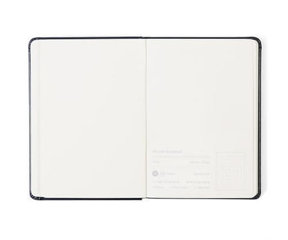 A6 Lined Hardcover Notebook, 100 GSM Paper, Midnight Blue | Soft-touch Alpha3 PU cover, lay-flat sewn binding, elastic closure, compact for meetings, planning, and notes on the go - color: Midnight Blue, size: A6