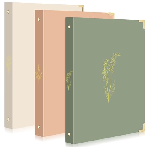 Gueevin 3 Pcs Aesthetic 3 Ring Binder for Women Sturdy 1 Inch Ring Binder Fits Letter Sized Paper with Pocket Organize for Work School Office (Sage Green and Beige) - color: Sage Green and Beige