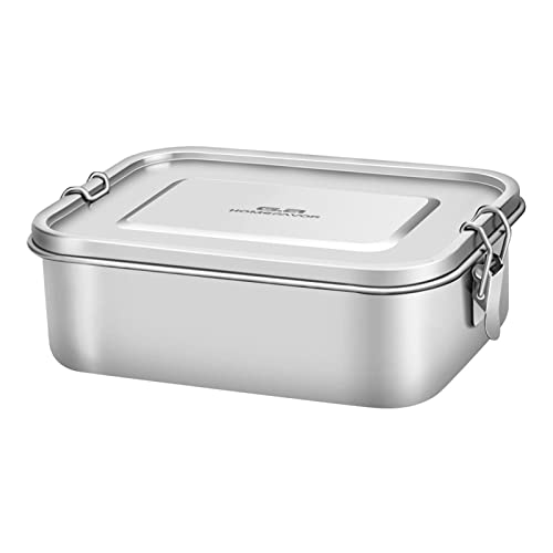 G.a HOMEFAVOR Stainless Steel Bento Lunch Box, 1200 ml/40 oz | Leak-Proof, Dishwasher Safe, BPA-Free, with Lock Clips, Large Capacity, Meal Prep, for Adults - size: 1200 ml - No Compartments