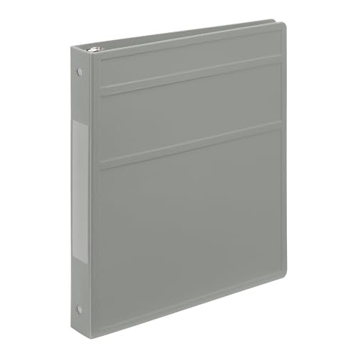 Carstens 1-Inch Heavy Duty 3-Ring Binder - Side Opening, Ash Gray, Durable Plastic, No-Gap Rings, Waterproof Cover, No Pockets, Holds 125 US Letter Sheets, BPA-Free, Made in USA (8702-3R), Case of 18 - color: Gray, size: Case of 18