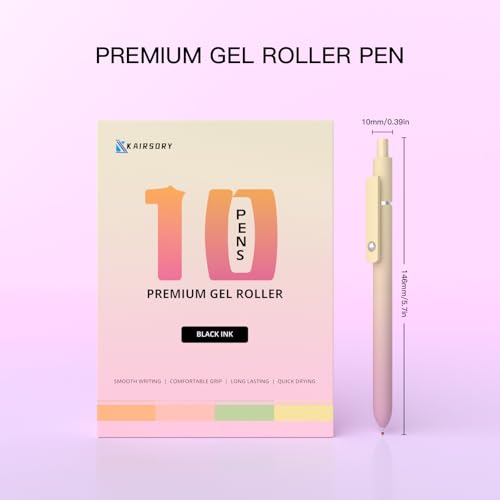 Gradient Shaft Gel Pens, 0.7mm Fine Point Black Ink,Smooth Writing High-End Pens for Note Taking,Happy Birthday Gift Basket,Supplies Gifts for Women & Men(10 Pcs Black Ink-Gradient Shaft Pens) - style: 10 Pcs Black Ink-Gradient shaft pen