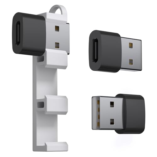TIANSONG USB to USB C Adapter,3Pack USBC Female to USB A Male with Convenient Carrier, Type C Converter for iPhone 17/16/15/14/13/12, iPad, iWatch, AirPods,Galaxy S25/S24 (Black) - color: Black
