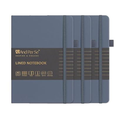 &And Per Se Lined Notebooks 3-Pack Gift Set, A5 Hardcover Journals, 160 Pages 100gsm Thick Paper, Journaling Notebook for Office, School (Dark Blue) - color: Dark Blue, style: 3 Pack-Lined