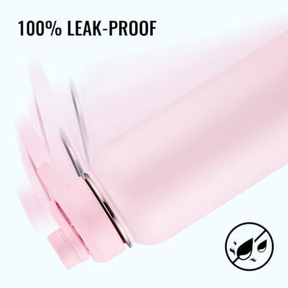 Fijinhom Insulated Water Bottle with Handle, 304 Stainless Steel Water Bottles with Wide Mouth, Double Wall Vacuum Sports Water Bottle, BPA Free, Keep Cold and Hot, 32 Ounces Pink - color: Pink, size: 32 Ounces