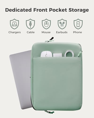 ProCase Laptop Sleeve 13" for MacBook Neo/Air/Pro with A18/M5/M4/M3/M2/M1 ﻿ | Slim Travel Sleeve with Soft Plush Lining & Large Front Pocket, Water-Resistant, Also Fit 13" HP Dell Lenovo ASUS Acer - color: Willow Green, size: 13-inch