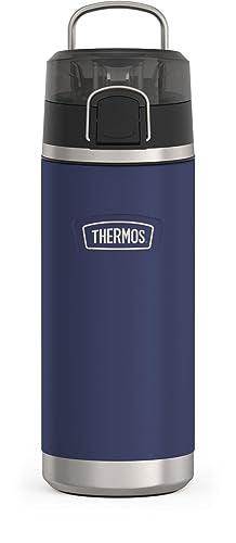 THERMOS ICON SERIES Water Bottle with Spout - 18 Ounce, Navy - Stainless Steel Vacuum Insulated Water Bottle with Lid - color: Navy, size: 18 Ounces