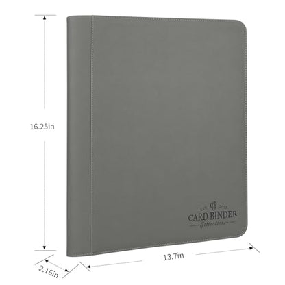 Toploader Binder,Toploader Hard Cases, 9-Pocket Pages Sleeves Hold up 288 Cards.Toploader Card Binder with Sleeves for “3×4” rigid，Card Holder(grey) - color: grey-1, size: 9 Pocket 288 Toploader