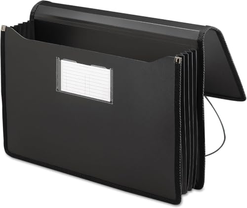 Smead Poly Wallet, Accordion File Organizer for File Folders, Legal Size, Black, 5-1/4 inch Expansion, Office Supplies, Document Organizer (71510) (Pack of 12) - size: Legal (Pack of 12), style: Black