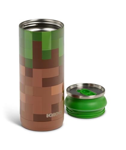 Igloo MineCraft Grass Block 16 oz Stainless Steel Hydration Can, Insulated Water Bottle, Reusable Travel Mug - color: 16 Oz Grass Block
