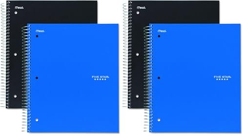 Five Star 06210 Wirebound 3-Subject Notebook, College Rule, 11 x 8 1/2, 150 Sheets, Assorted (Pack of 2) - size: 150 (Pack of 2)