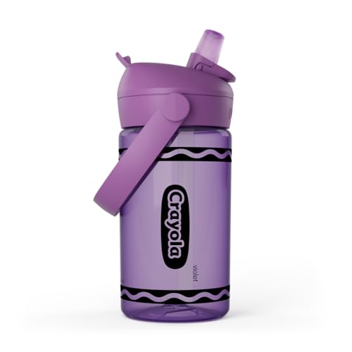 CamelBak Crayola Flip Straw Kids Water Bottle with Bite Valve, Tritan Renew Design for School and Everyday Use, 14oz, Violet - color: Violet