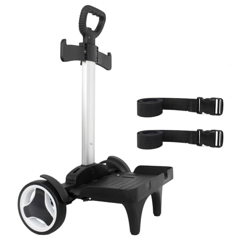 Backpack Trolley Wheeled Cart with Edge Guard Base Noiseless Big Wheels Aluminium Alloy Folding Hand Truck with Luggage Strap for Universal Backpacks Luggage cart for Teenagers,Adults,School,Travel - size: Noiseless Large Wheels with Edge Guard