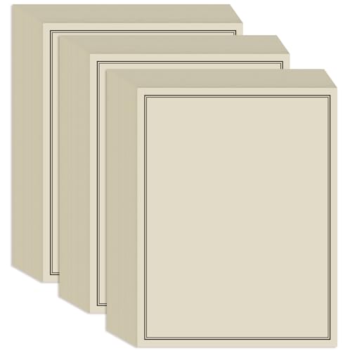 (3-Pack) Stationery Paper for Letter Writing - 150 Sheets Black Border Design Stationery Paper, 8.5" x11" Writing Paper - color: Beige, size: 3-Pack