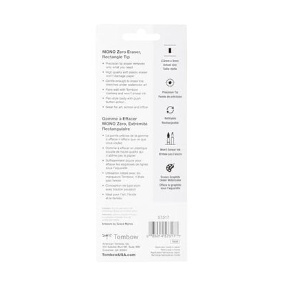 Tombow 57317 Mono Zero Eraser Value Pack, Rectangle 2.5mm. Precision Tip Pen-Style Eraser with Refill - style: Rectangular