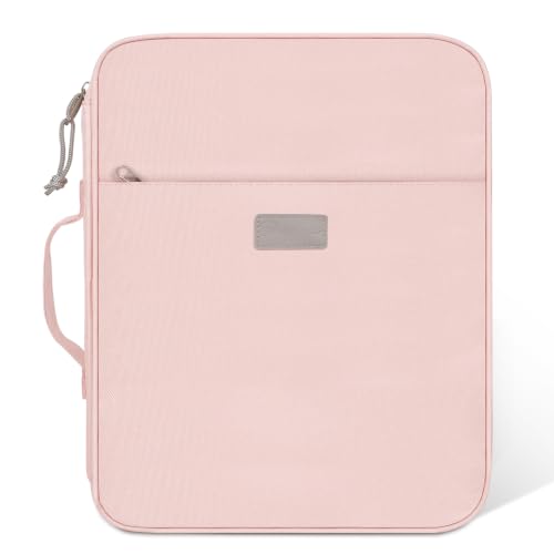 SKYDUE Zipper Binder with Handle, 1.5 Inch 3 Ring, Pink | 550-Sheet Capacity, 5-Tab Dividers Expanding File Folder with Pockets, Cute Organizer Storage for School Supplies - color: Pink
