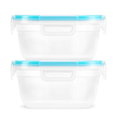 Snapware Plastic Total Solution 2-Pack (4-Cup) Food Storage Containers Set, Leakproof & Airtight Plastic Locking Lids Round Tupperware, Non-Toxic BPA-Free Lids, Microwave Dishwasher Freezer Safe - size: 2 Pack, style: 4 Cup