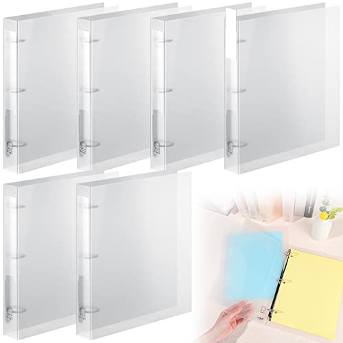 Crtiin 6 Pack 3 Ring Binder Clear Plastic 3 Holes Binder Notebook Covers, Snap Button Closure Refillable Notebook D/o Rings Binders Cover Protector for School Office Students Gifts(D Ring,1 Inch) - size: 1 Inch, style: D Ring