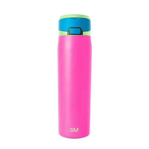Simple Modern Mesa Loop Water Bottle with Covered Straw and Handle | 24oz Cup Holder Friendly Insulated Stainless Steel Bottles for Travel, Sports and School | 80s Mix - color: -80s Mix, size: 24 Ounces