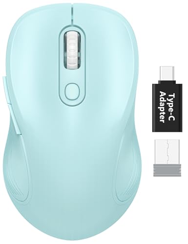 Trueque Wireless Mouse for Laptop, 2.4GHz Ergonomic Computer Mouse with Back & Forward Buttons, 3 Adjustable DPI Levels, 6 Buttons, Optical USB Cordless Mice for Windows PC, M01 (Light Blue) - color: Light Blue, size: 1 Pack