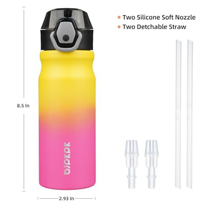 BJPKPK Stainless Steel Insulated Water Bottle with Straw Lid 18oz Reusable Metal Thermal Flask Bottles Keep Cold and Hot,Rainbow - color: A-Rainbow, size: 18 Ounces